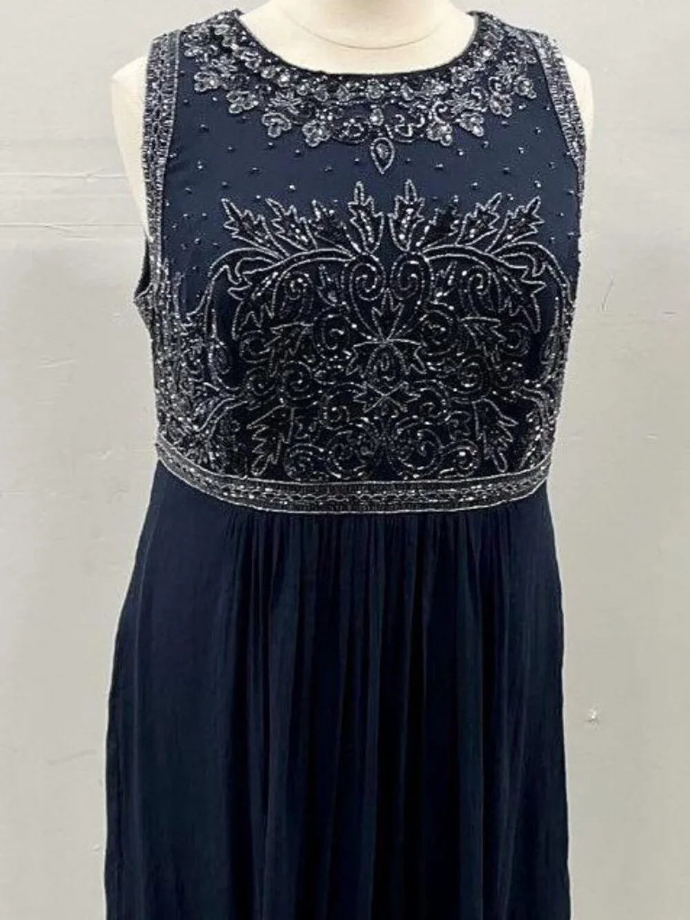 Halter Bead Bodice Chiffon Gown - Picture 3 of 6